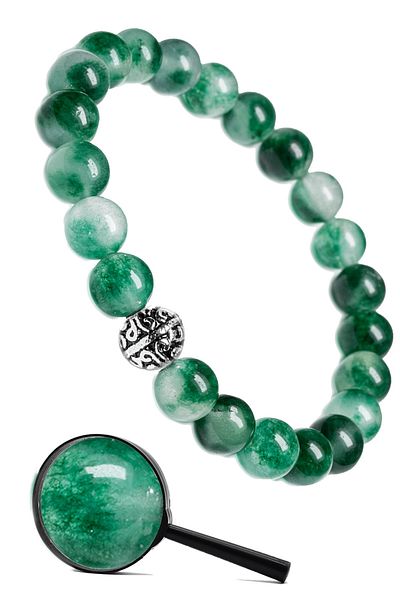 Tesbih Atölyesi Certified Real Fluorite Stone Bracelet - With Silver Device