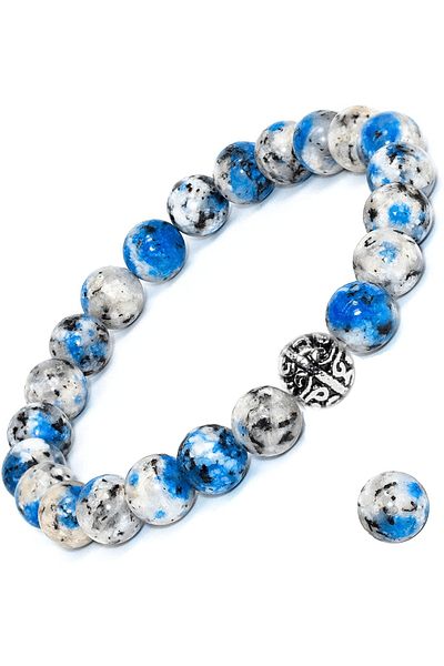 Tesbih Atölyesi Natural Sodalite Stone Bracelet with Certified Silver Device