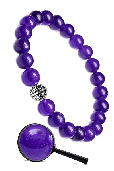 Tesbih Atölyesi Natural Purple Agate Stone Bracelet with Certified Silver Device