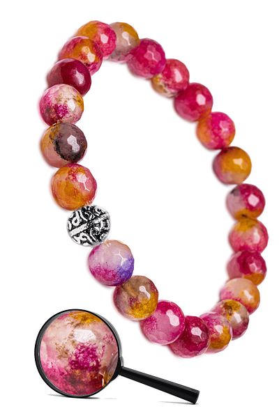 Tesbih Atölyesi Certified Silver Faceted Natural Multicolor Quartz Stone Bracelet