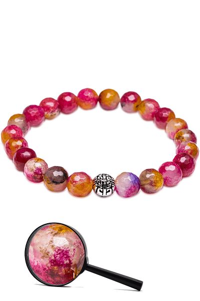 Tesbih Atölyesi Certified Silver Faceted Natural Multicolor Quartz Stone Bracelet