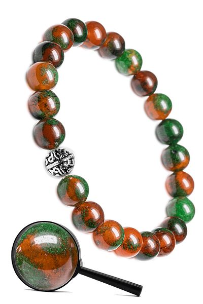 Tesbih Atölyesi Natural Moss Agate Stone Bracelet - Silver Apparatus and Certified