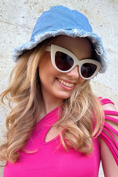 Trend Alaçatı Stili Women's Blue Tasseled Denim Bucket Hat ALC-A2528