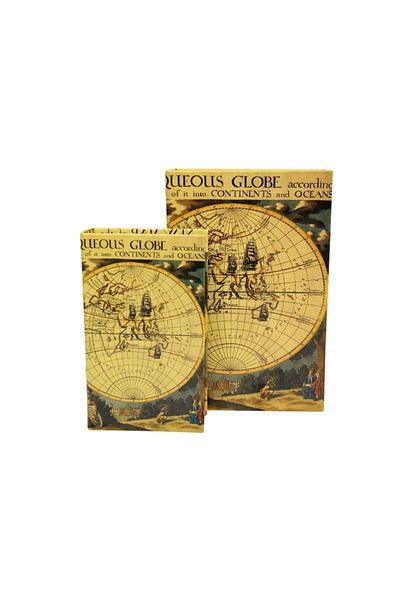 TUUVERSE Set of 2 Decorative Map and Book Box - Gift