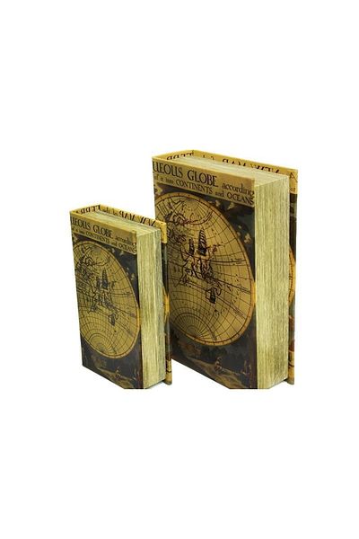 TUUVERSE Set of 2 Decorative Map and Book Box - Gift
