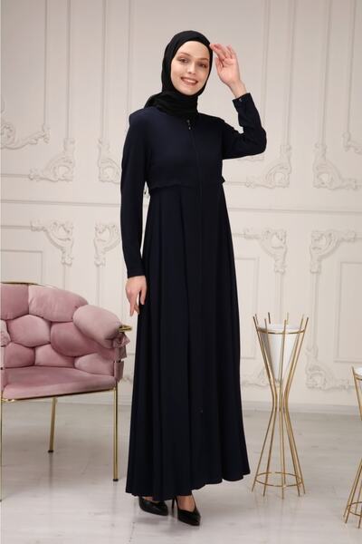 KMKkombin Women's Abaya with Waist Stripe Flared