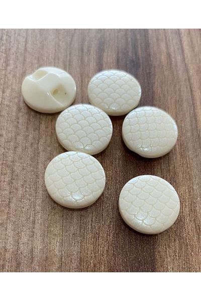 Öztürk Polyester Honeycomb Pattern Baby Button - 1.5cm, Pack of 6, Cream