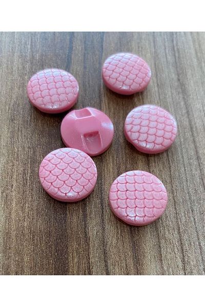 Öztürk Pink Honeycomb Patterned Polyester Baby Button - 1.5cm, Pack of 6
