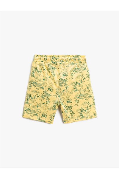 Koton Floral Printed Shorts Elastic Waist Pocket Above Knee Cotton