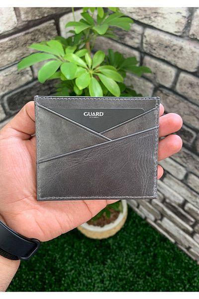 GUARD Hgüneyli Antique Gray Genuine Leather Card Holder