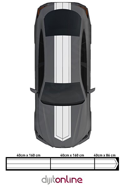 Dijitonline 3 buc - Autocolant cu bandă dublă pentru capota portbagajului - Autocolant cu bandă completă - Autocolant cu bandă