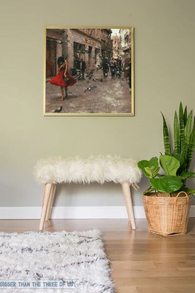 LOVİSSE HOME Beyaz Gürgen Ayak Peluş Puf, Bench, Tabure, Berjer