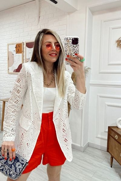 CNG MODA Ecru Women's Blazer - Laced Summer Jacket