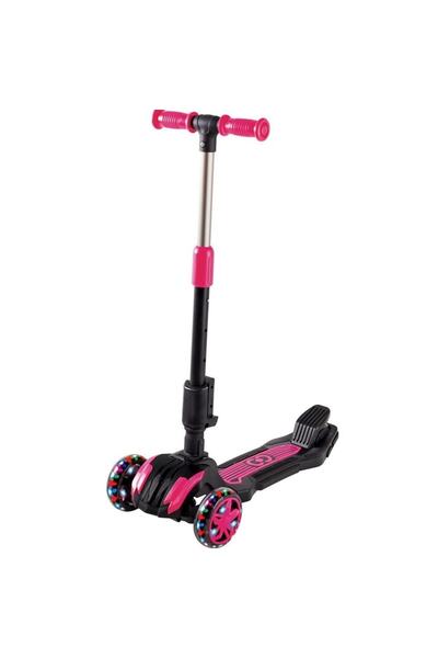 Furkan Toys Süper Sağlam Oturmalı Skutır Cool Wheels Led Işıklı Oturaklı Pembe Combo Scooter