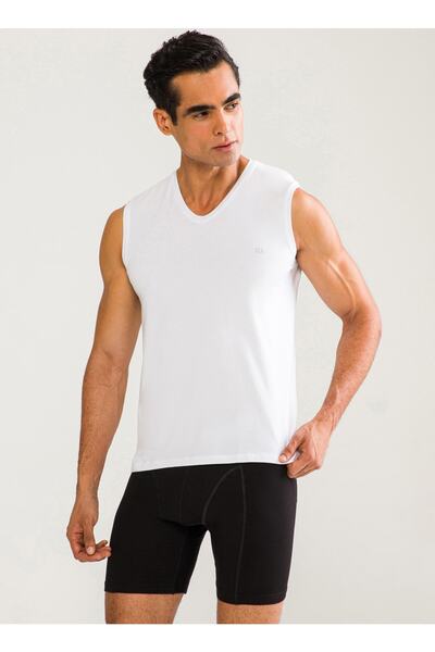D'S Damat White Comfort V-Neck Sleeveless T-Shirt