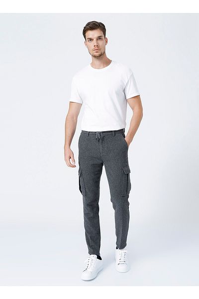Fabrika Normal Waist Basic Anthracite Men's Cargo Pants - Kapri