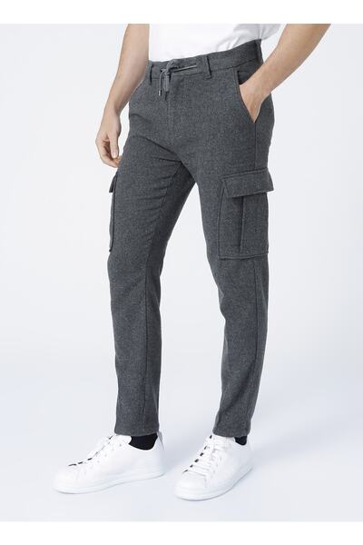 Fabrika Normal Bel Basic Antrasit Erkek Kargo Pantolon - Kaprı