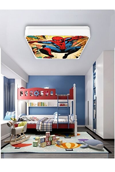 Gökyüzü Panel Spiderman-led Avize-25watt-30cm X 30cm, Çocuk Odası Avize, Avize Modelleri, Örümcek Adam Led Avize