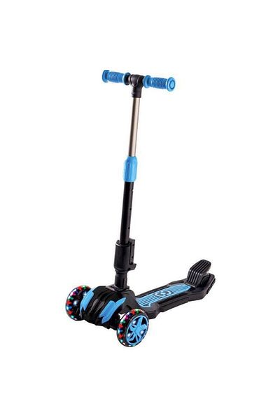 Furkan Toys سكوتر كومبو ذو عجلات رائعة فائقة القوة باللون الأزرق مع مقعد بإضاءة LED