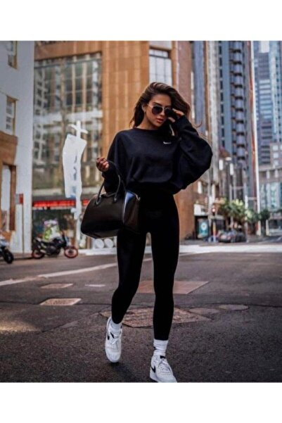 Giral طماق مضلعة سوداء عالية الخصر للنساء