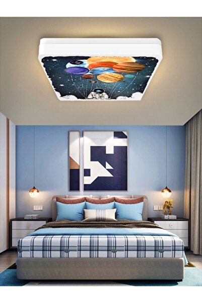 Gökyüzü Panel Space-astronot Avize-led Avize-25watt-30cm X 30cm, Çocuk Odası ...