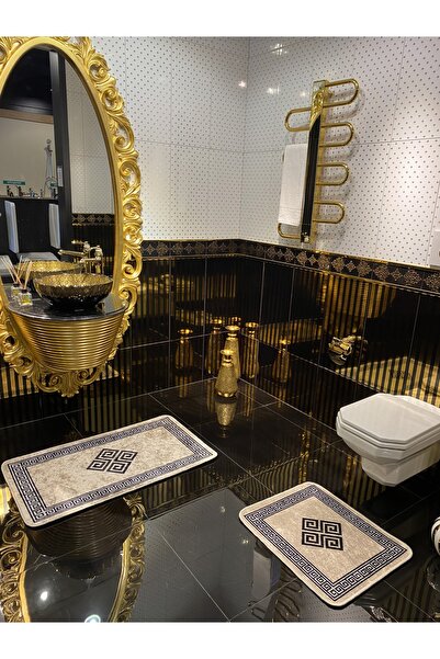 Brillant Losarina 2'li Lateks Kaymaz Taban Su Geçirmez Banyo Paspas Takımı (6...