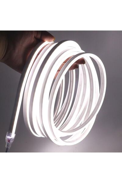 repplam 25 Metre Neon Led Beyaz Işık 220 Volt Hortum Led Tak Çalıştır Şerit L...