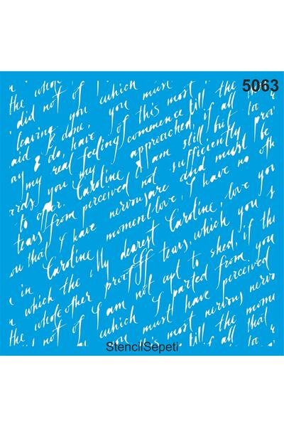 StencilSepeti El Yazısı Mektup Desen - Stencil Boyama Şablonu 20x20cm