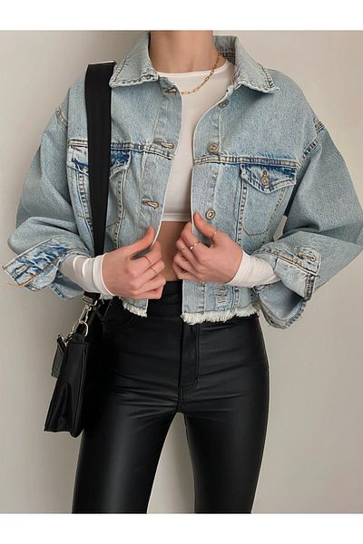 Ekim Store Jachetă de blugi Crop Denim