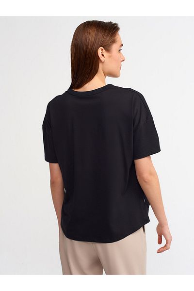 Dilvin 30123 Oversize T-shirt-black