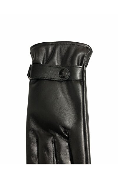 boomist قفازات نسائية من الجلد الناعم بتفاصيل حزام وأزرار