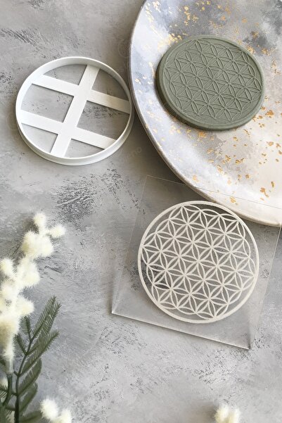 CESTOPİENO قالب زلابية بنمط زهرة الحياة / قالب كوكي مقاس 8 × 8 سم