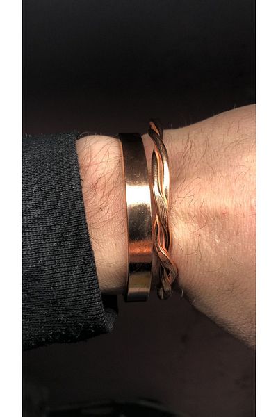 KAVELE Set of 2 Pure Copper Bracelet - Auger and Flat