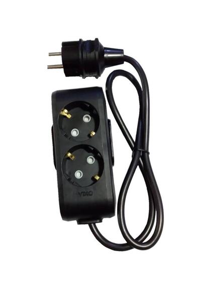 VİKO Siyah Multi-let 2'li Topraklı Çocuk Korumalı Grup Priz 70 Cm