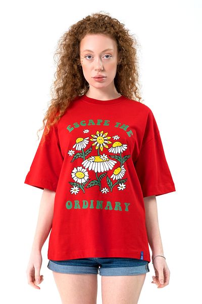 Eazy Co Tricou cu mânecă scurtă cu imprimeu extra oversize unisex Eazy Red Escape