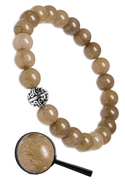 Tesbih Atölyesi Natural Bronzite Stone Bracelet with Certified Silver Device