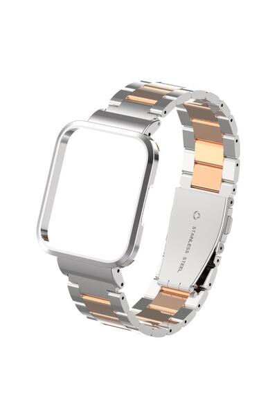 AktarMobile Xiaomi Mi Watch Lite Uyumlu Baklalı Model Metal Kordon & Kasa Kor...