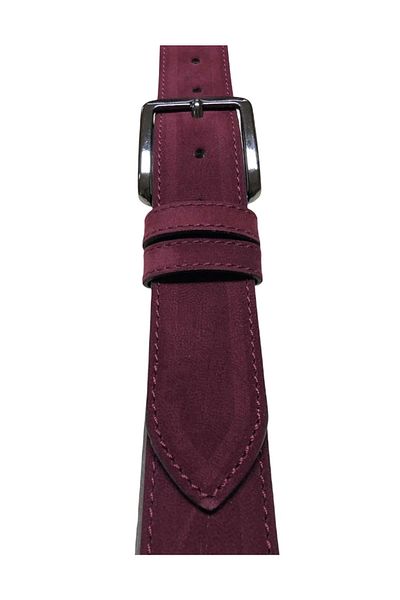 Yage Unisex Burgundy Suede Belt - 4 Cm