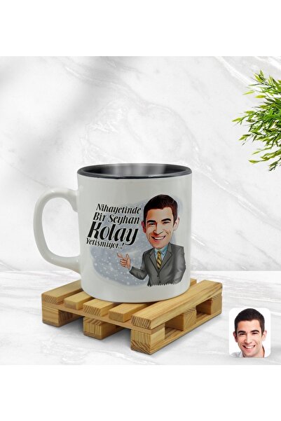 Bk Gift Kişiye Özel Erkek Nihayetinde Karikatürlü Içi Siyah Renkli Kupa Barda...