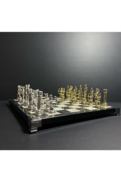 POLO BLUE 27.5*27.5 Cm Archer / Okçu Figürlü Döküm Taşlı Satranç Seti