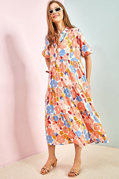 Bianco Lucci Rochie de damă cu 3 straturi cu modele multiple