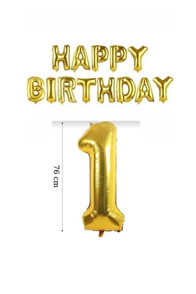 LOTUS PARTY 1 Year Old Birthday Set Gold Foil Balloon And Gold Happy Birrtday Foil Balloon