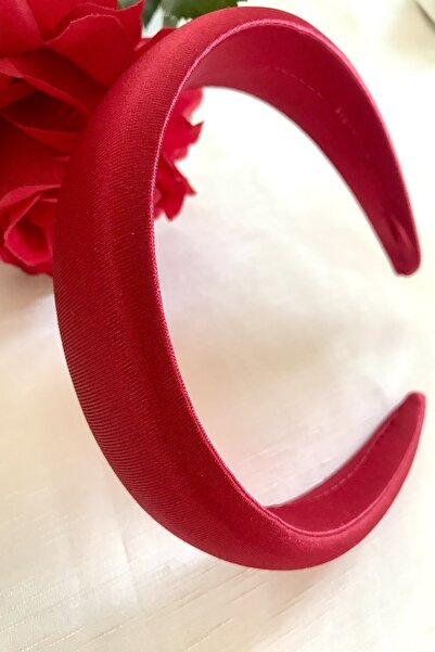 alsaccessories Saten Kırmızı Renk Dolgulu Düz Saç Taçı