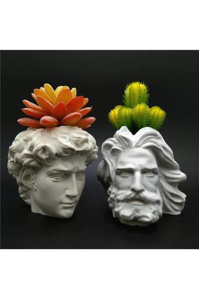 CMHOME David Ve Zeus Büst Minimalist Heykel Saksi (ÇİÇEKSİZVE MİNİ BOY)