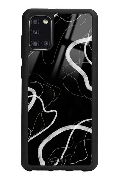Spoyi Samsung A31 Black Wave Tasarımlı Glossy Telefon Kılıfı