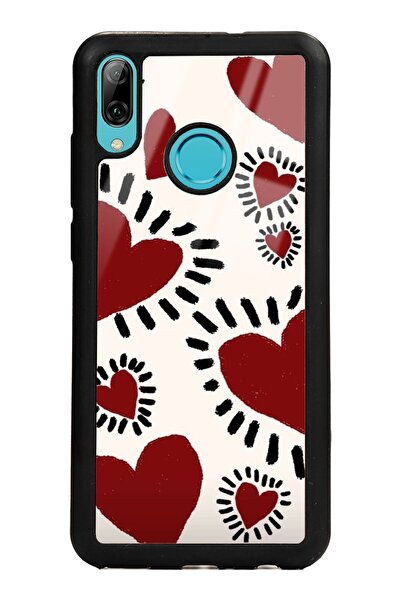 Spoyi Huawei P Smart (2019) Brush Heart Tasarımlı Glossy Telefon Kılıfı