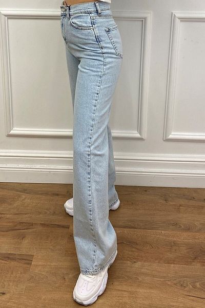 Ramrod Jeans Jean cu picioare largi, cu talie foarte înaltă, cu lycra, spălat cu zăpadă