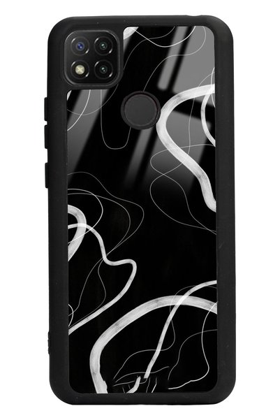 Spoyi غطاء هاتف Xiaomi Redmi 9c أسود بتصميم موجة لامعة