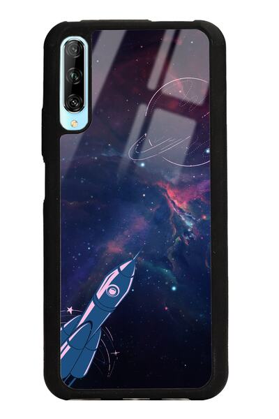 Spoyi Huawei P Smart Pro Uyumlu Space Rocket Tasarımlı Glossy Telefon Kılıfı