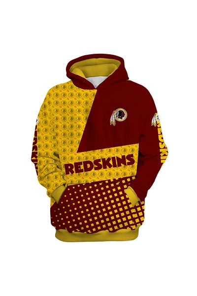 usateamfans Суичър с качулка Washington Redskins 3D Oversize - свободна кройка